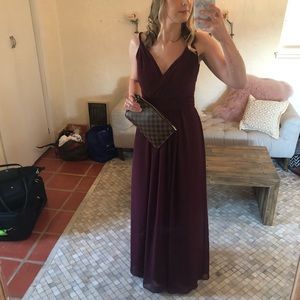 #Levkoff surplice neck chiffon gown